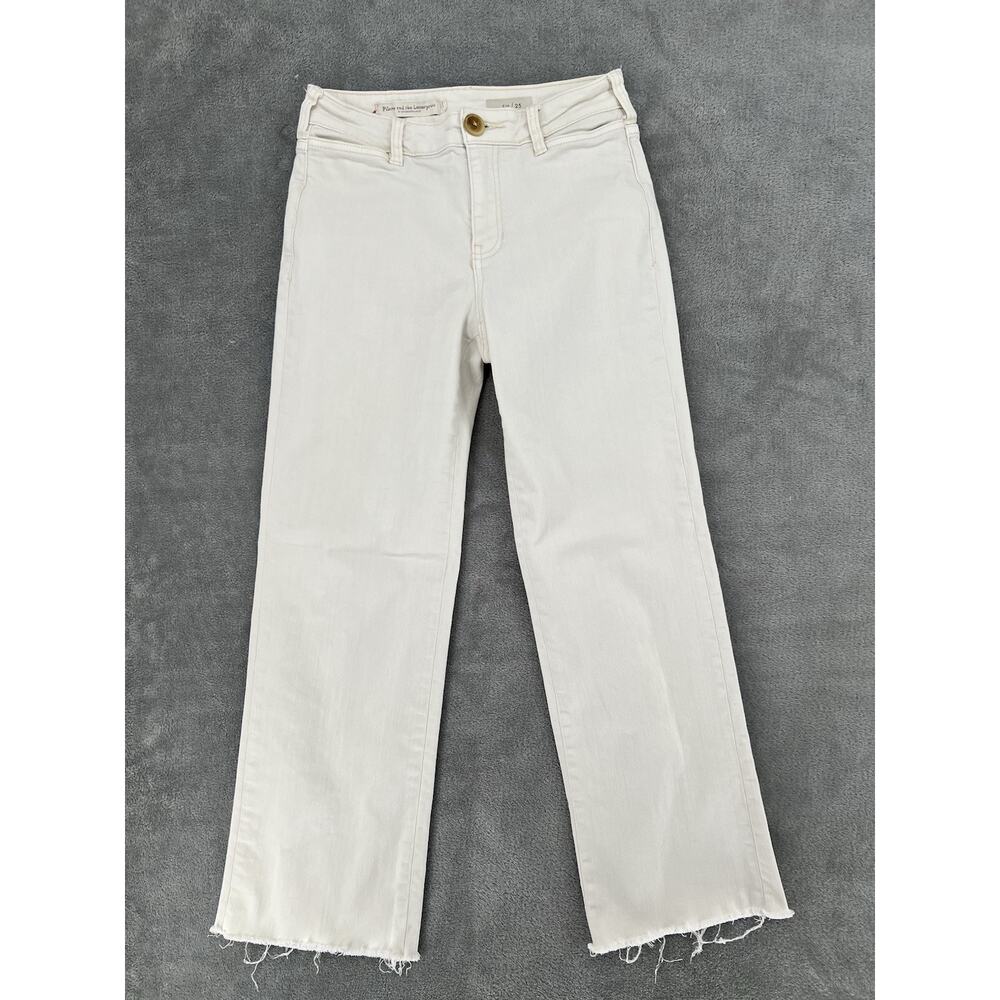 Pilcro Raw Hem Cream High Rise Jeans Size 25 | Anthropologie Modern Denim